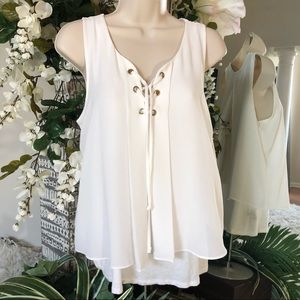 BCX Lace-up Layered Tank Top